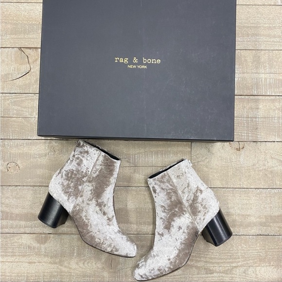 Rag & Bone Drea Booties In Dove Velvet